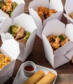 Chinese food and takeout boxes designed for restaurants and delivery.